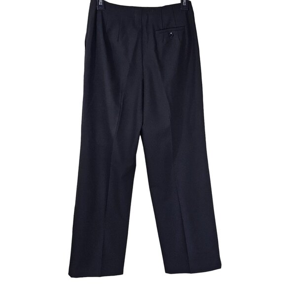 Talbots Black Stretch Dress Pant 4P Flat Front Mid Rise Wide Leg Pockets Capsule - Picture 3 of 10